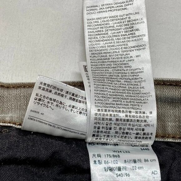 Levi's 511 Slim Fit Men's Jeans 34x32 LEVI Strauss Grey Stretch 5 Pocket GUC - Picture 11 of 15